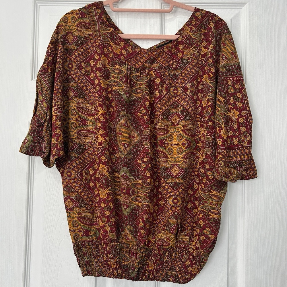 Karma Highway Boho Paisley Open Back Tassel Tie Top‎ Festival Indie Gypsy NWOT